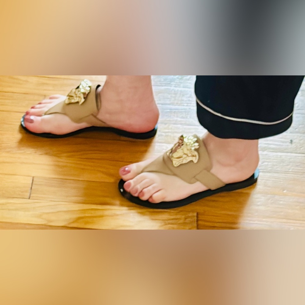 Versace tan gold Medusa sandals - Picture 15 of 15